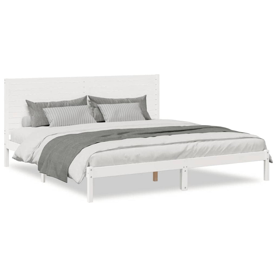 Bedframe Extra Lang Zonder Matras Massief Hout 180 x 210 cm Wit