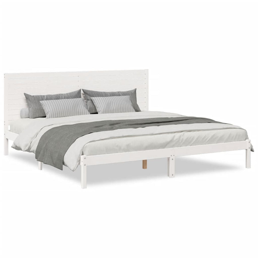 Bedframe extra lang zonder matras massief hout wit 200x210 cm