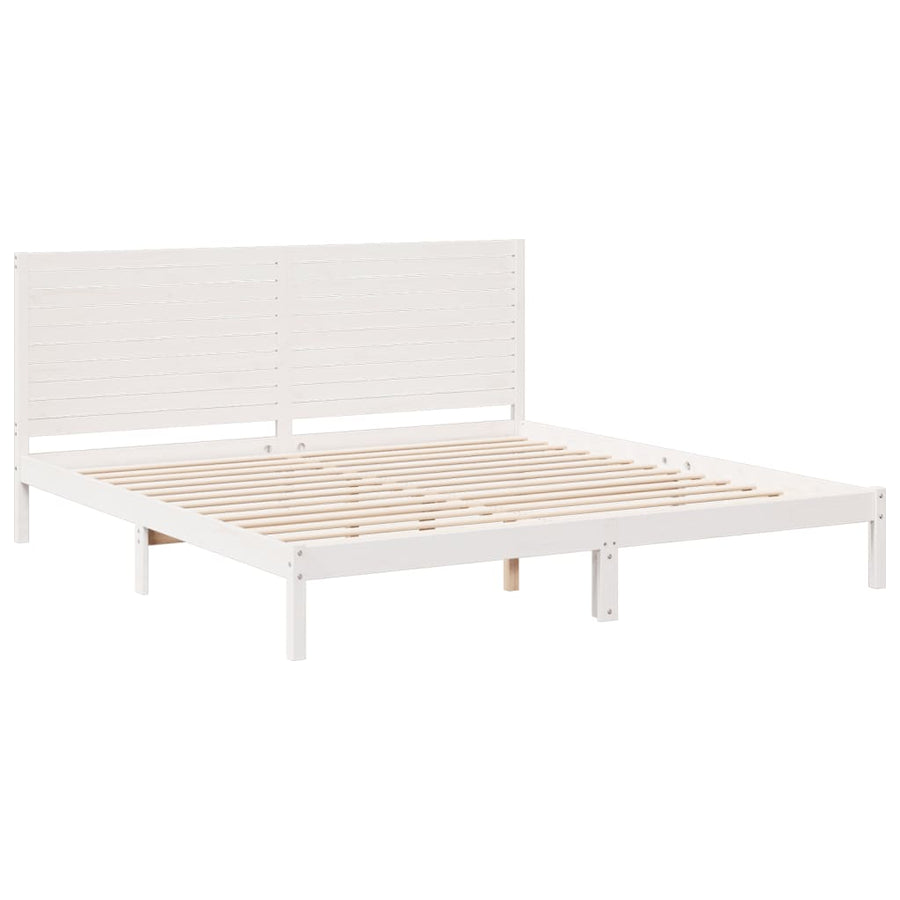 Bedframe extra lang zonder matras massief hout wit 200x210 cm