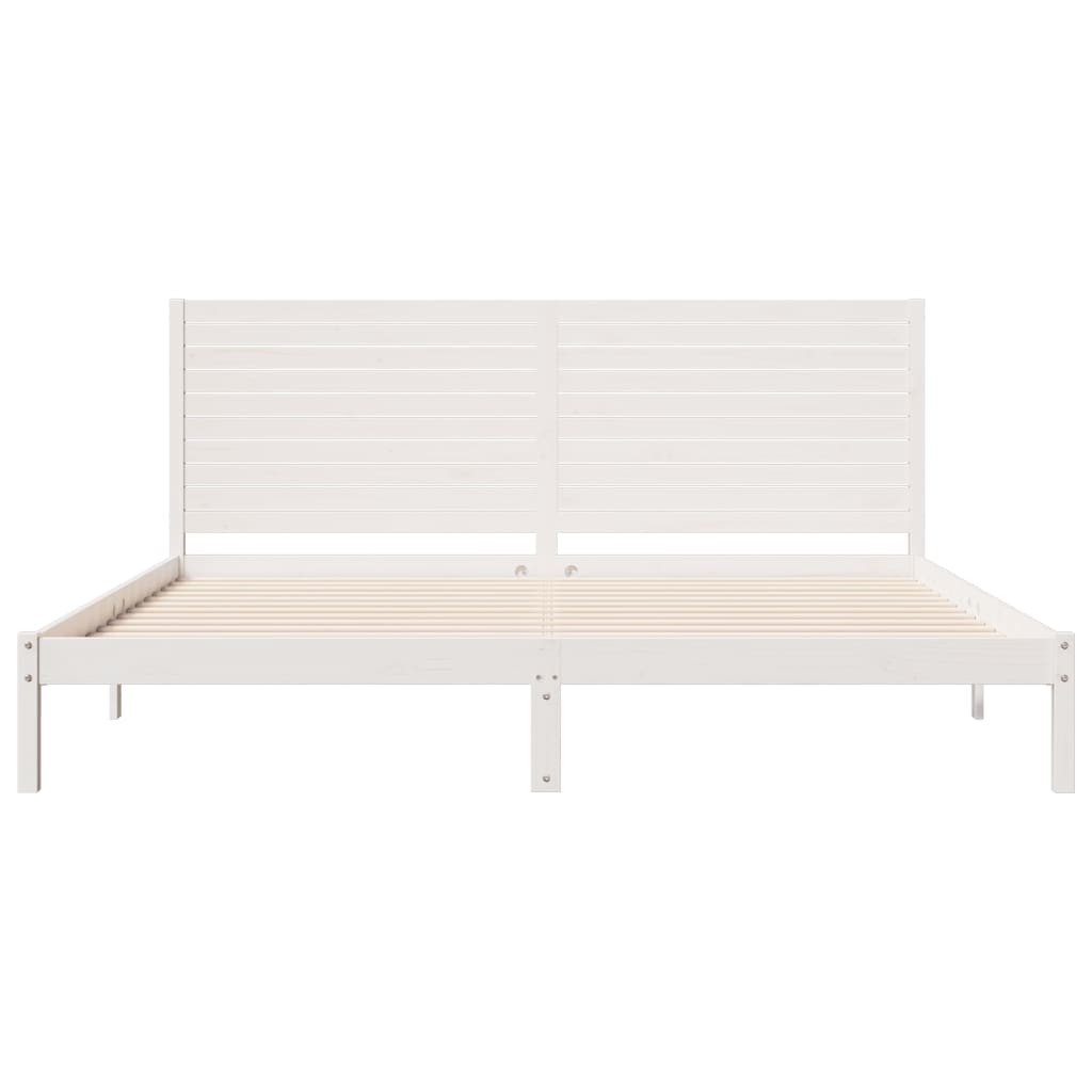 Bedframe extra lang zonder matras massief hout wit 200x210 cm