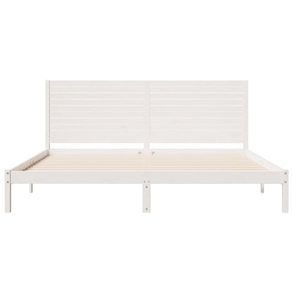 Bedframe extra lang zonder matras massief hout wit 200x210 cm