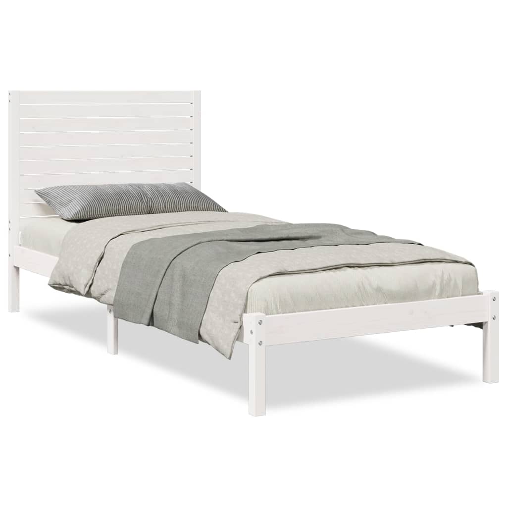 Bedframe extra lang zonder matras massief hout wit 90x220 cm