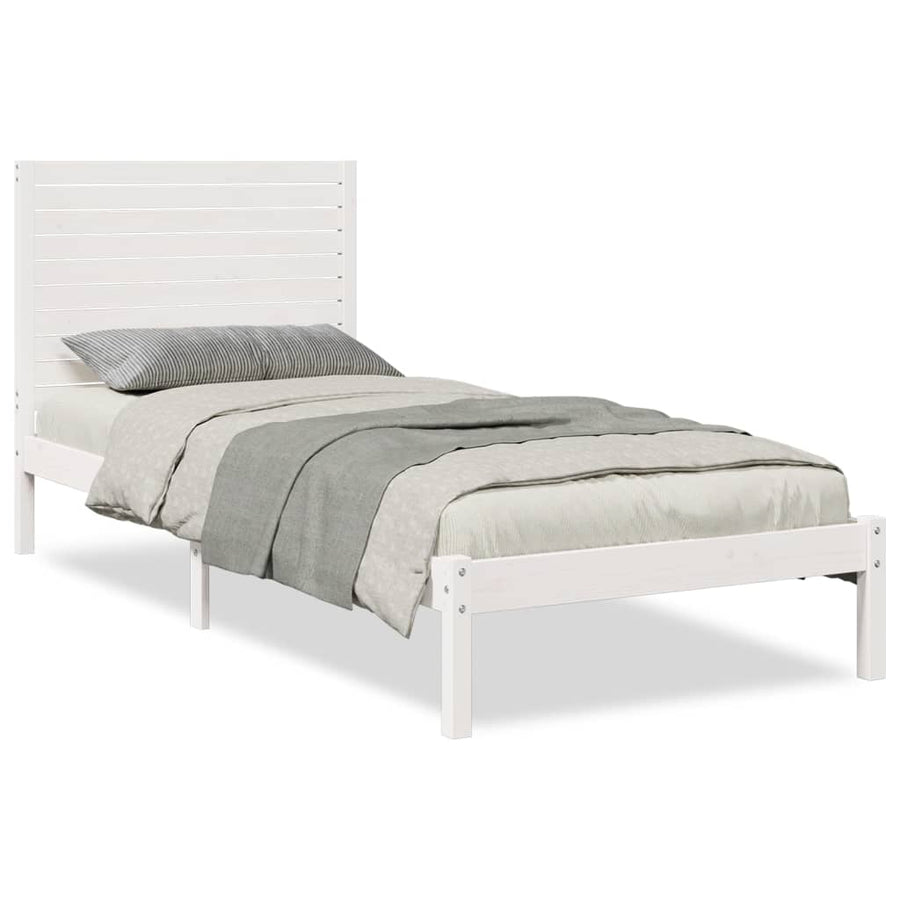 Bedframe extra lang zonder matras massief hout wit 90x220 cm