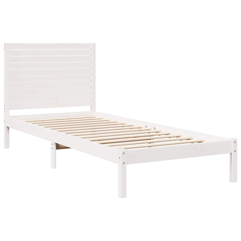 Bedframe extra lang zonder matras massief hout wit 90x220 cm