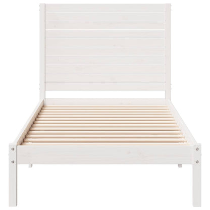 Bedframe extra lang zonder matras massief hout wit 90x220 cm