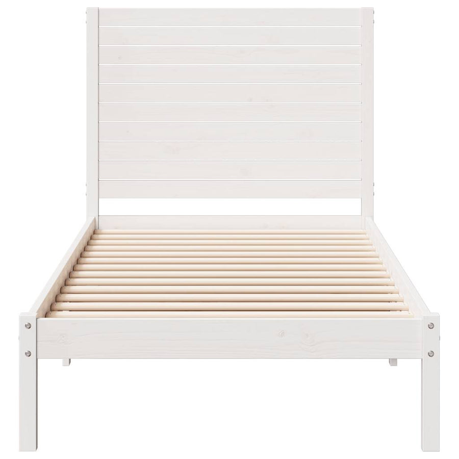Bedframe extra lang zonder matras massief hout wit 90x220 cm