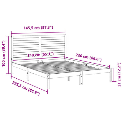 Bedframe extra lang zonder matras massief hout 140x220 cm