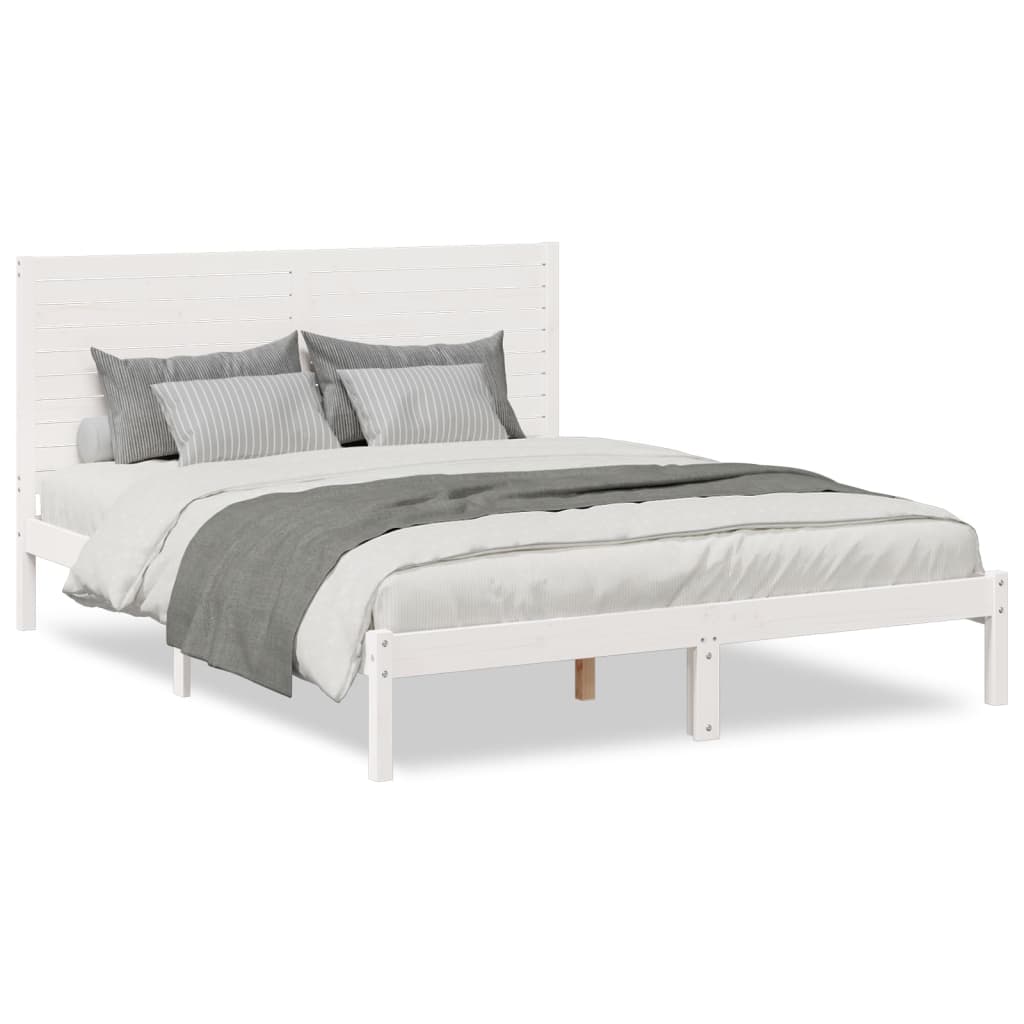 Bedframe extra lang zonder matras massief hout wit 140x220 cm