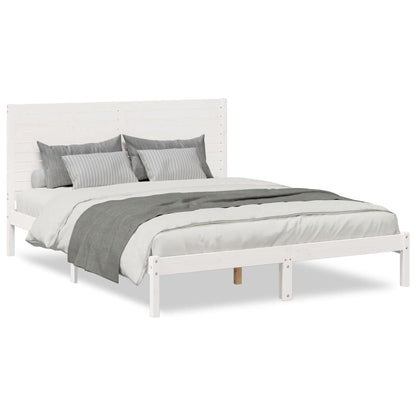 Bedframe extra lang zonder matras massief hout wit 140x220 cm
