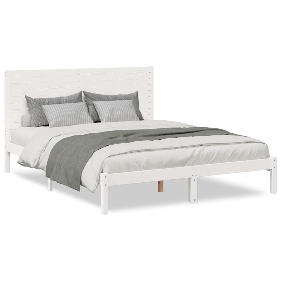 Bedframe extra lang zonder matras massief hout wit 140x220 cm