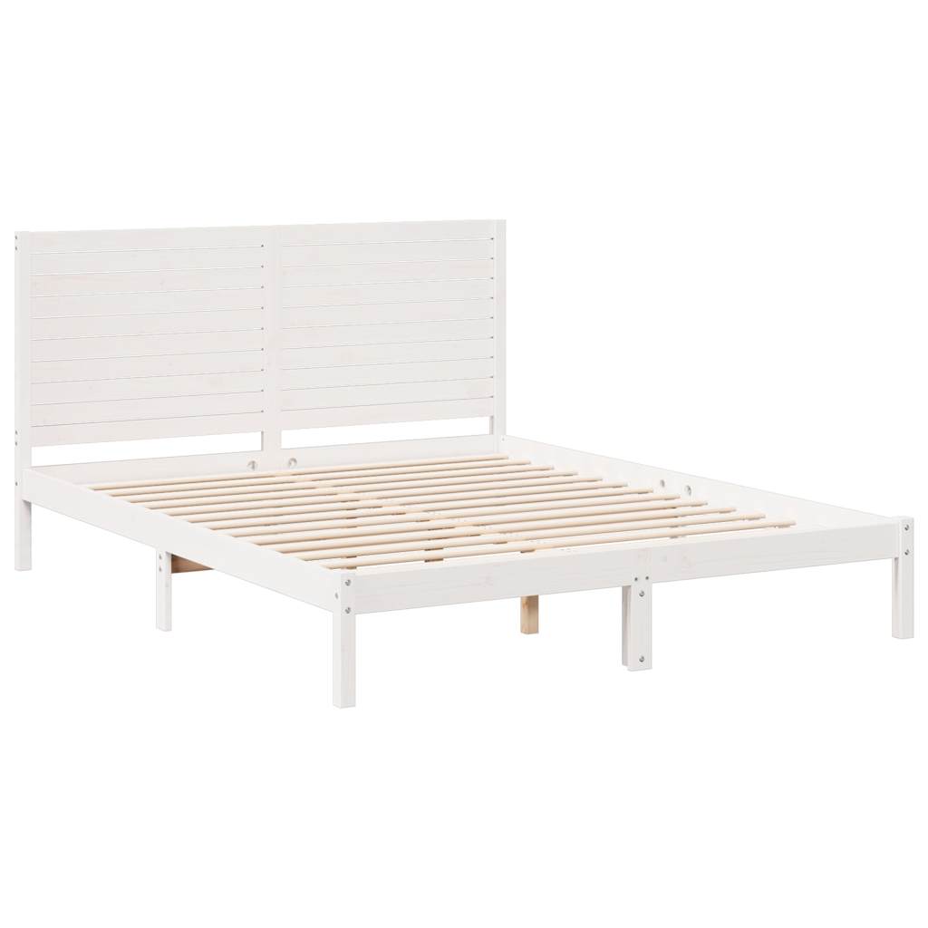 Bedframe extra lang zonder matras massief hout wit 140x220 cm