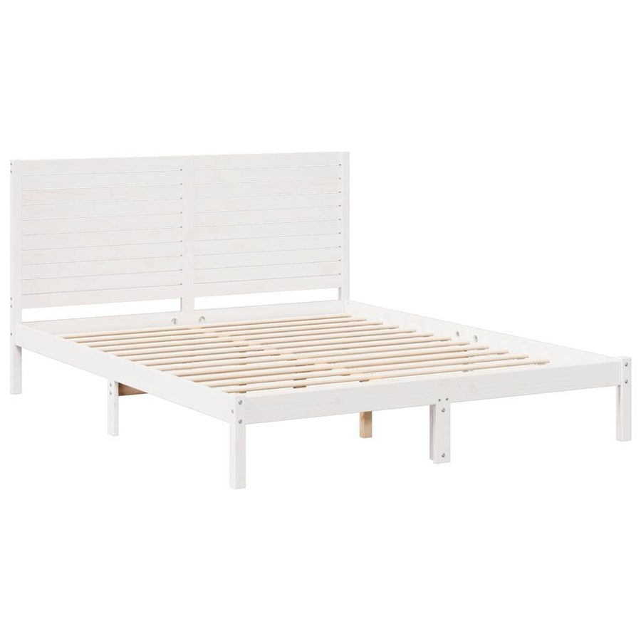 Bedframe extra lang zonder matras massief hout wit 140x220 cm