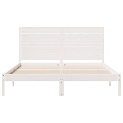 Bedframe extra lang zonder matras massief hout wit 140x220 cm