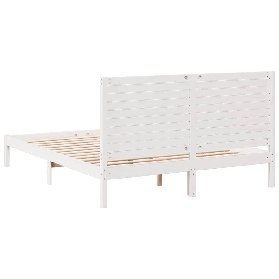 Bedframe extra lang zonder matras massief hout wit 140x220 cm