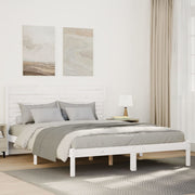 Bedframe massief hout wit 140x220 cm extra lang