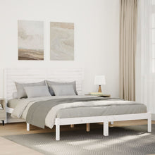Bedframe extra lang zonder matras massief hout wit 140x220 cm