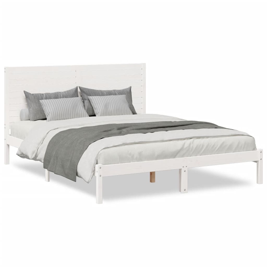 Bedframe extra lang zonder matras massief hout wit 160x220 cm