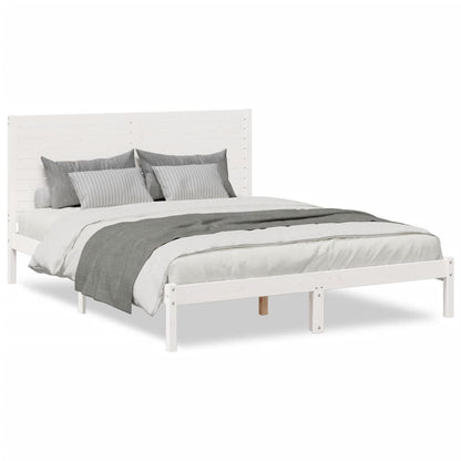 Bedframe extra lang zonder matras massief hout wit 160x220 cm