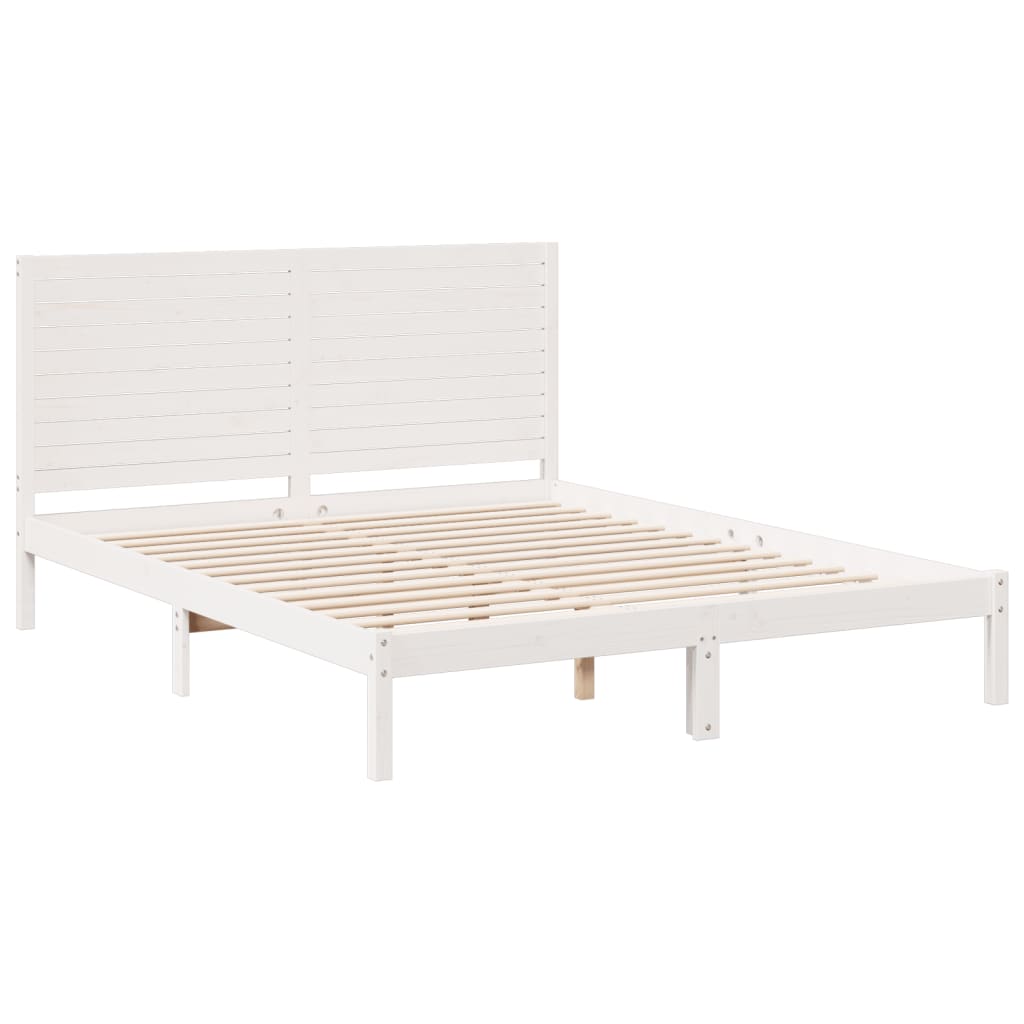 Bedframe extra lang zonder matras massief hout wit 160x220 cm