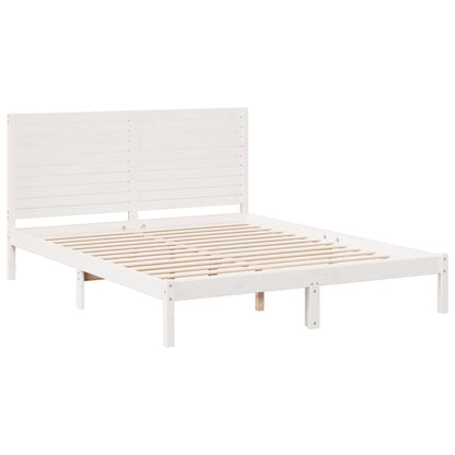 Bedframe extra lang zonder matras massief hout wit 160x220 cm