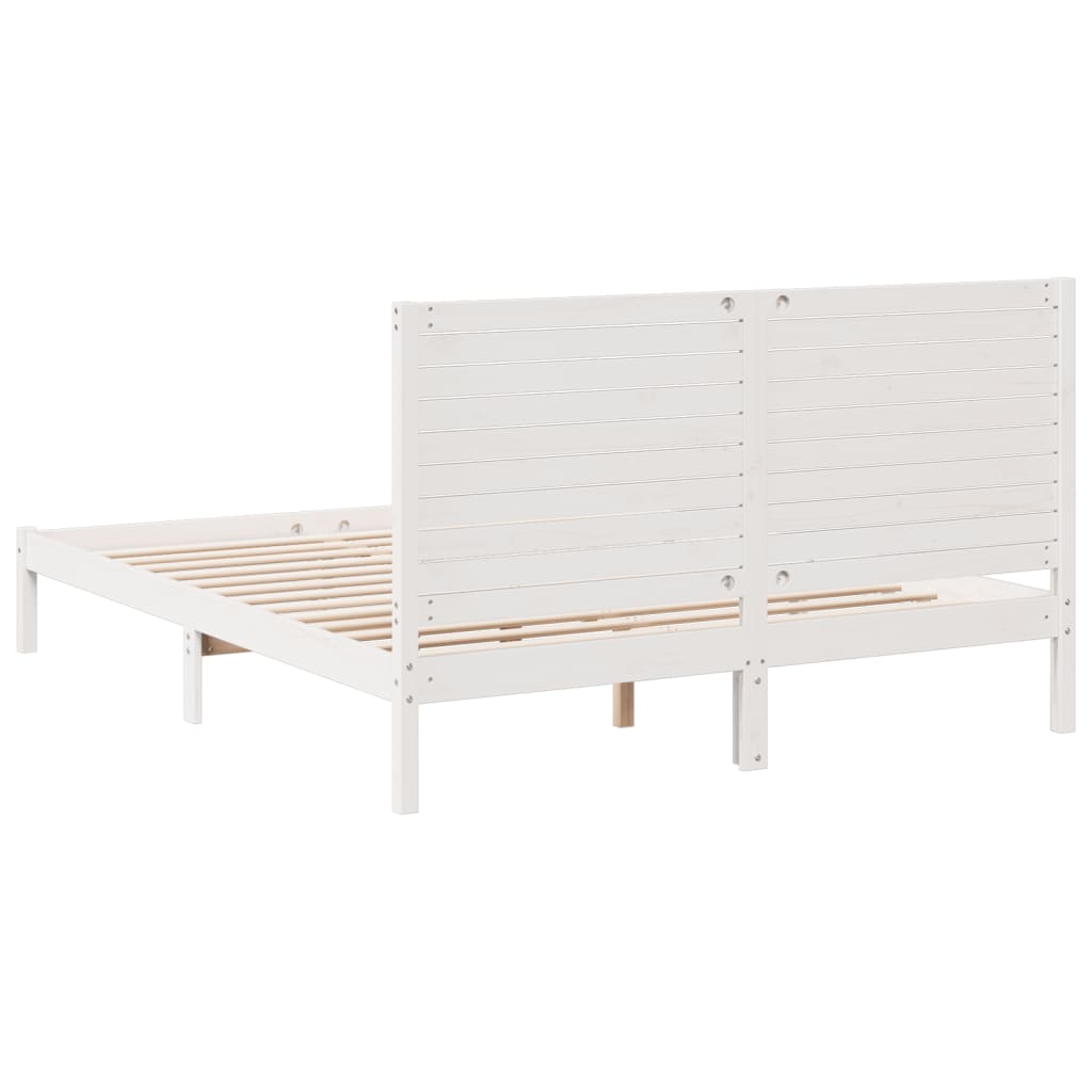 Bedframe extra lang zonder matras massief hout wit 160x220 cm