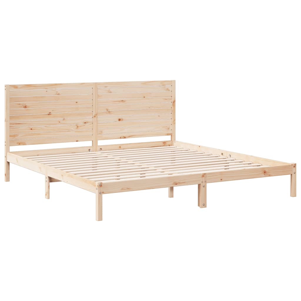 Bedframe Extra Lang Zonder Matras Massief Hout 180 x 220 cm Naturel