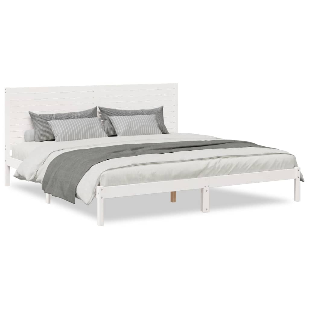 Bedframe Extra Lang Zonder Matras Massief Hout 180 x 220 cm Wit