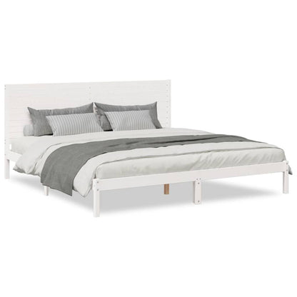 Bedframe Extra Lang Zonder Matras Massief Hout 180 x 220 cm Wit