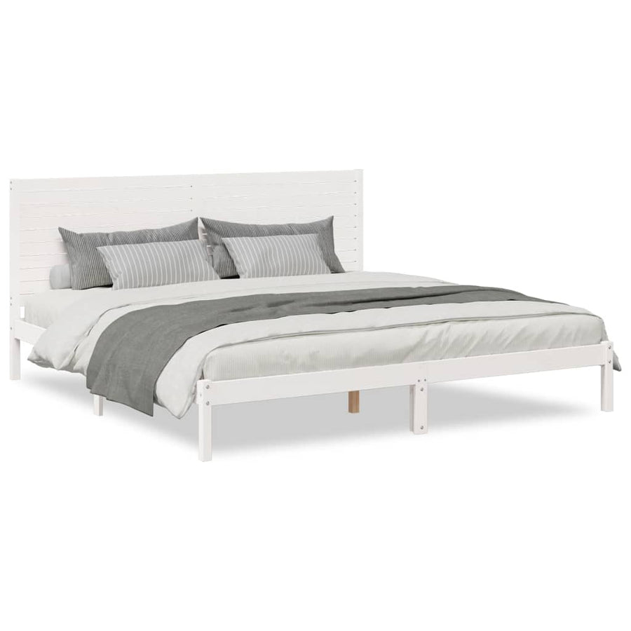 Bedframe Extra Lang Zonder Matras Massief Hout 180 x 220 cm Wit