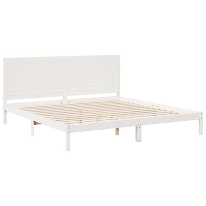 Bedframe Extra Lang Zonder Matras Massief Hout 180 x 220 cm Wit