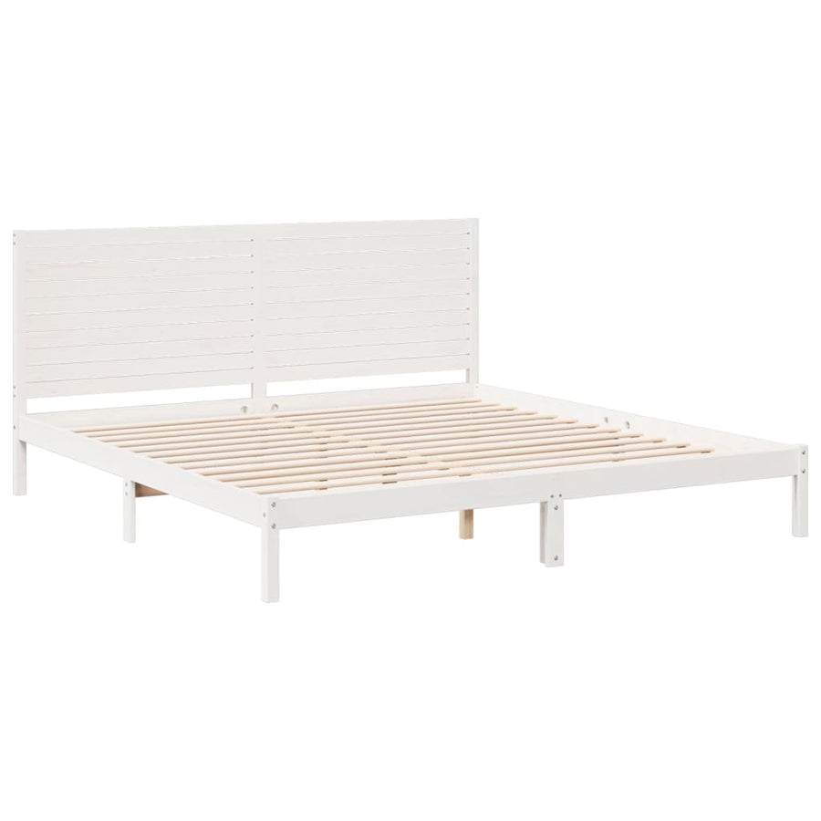 Bedframe Extra Lang Zonder Matras Massief Hout 180 x 220 cm Wit