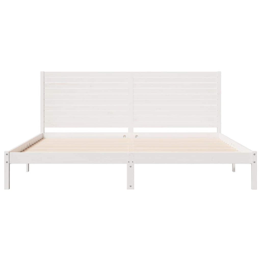 Bedframe Extra Lang Zonder Matras Massief Hout 180 x 220 cm Wit