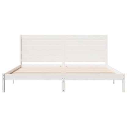 Bedframe Extra Lang Zonder Matras Massief Hout 180 x 220 cm Wit