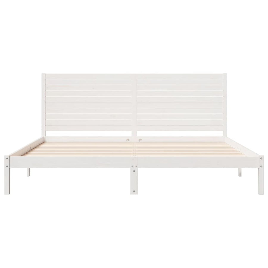 Bedframe Extra Lang Zonder Matras Massief Hout 180 x 220 cm Wit