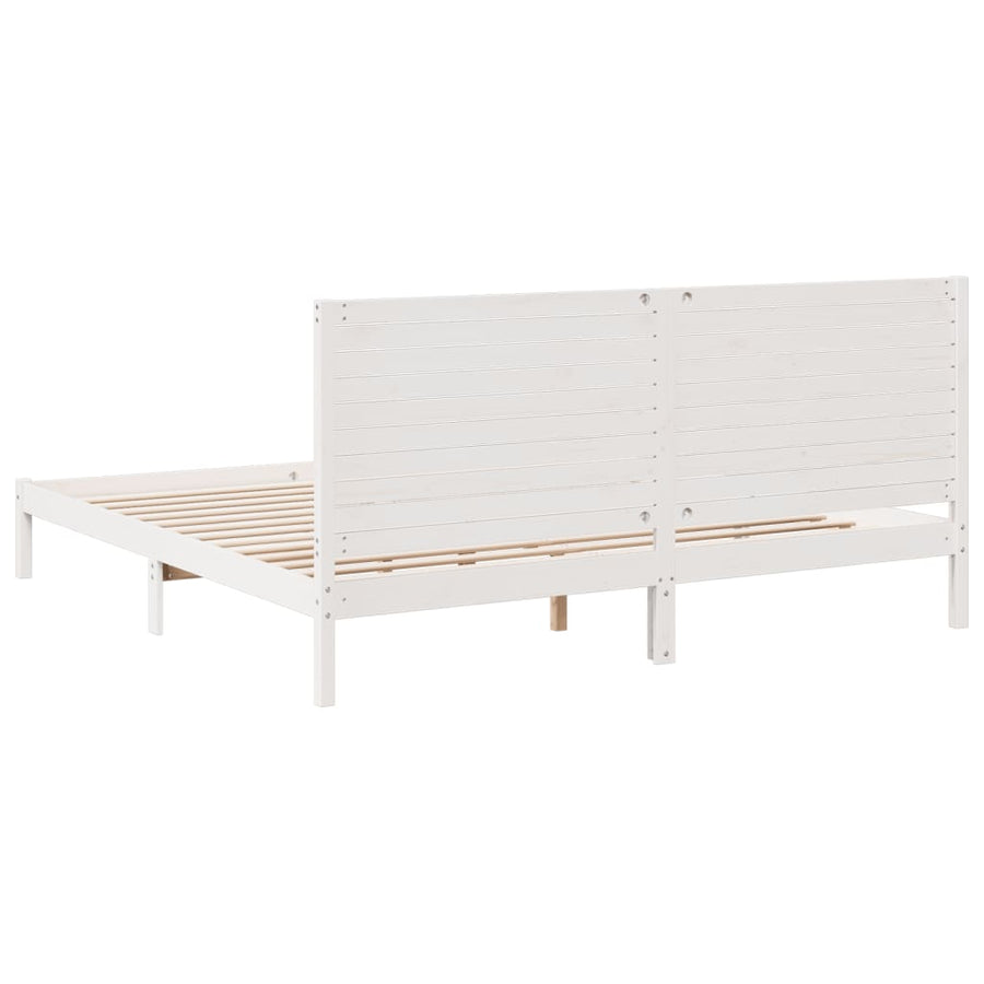 Bedframe Extra Lang Zonder Matras Massief Hout 180 x 220 cm Wit