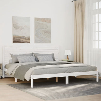 Bedframe Extra Lang Zonder Matras Massief Hout 180 x 220 cm Wit