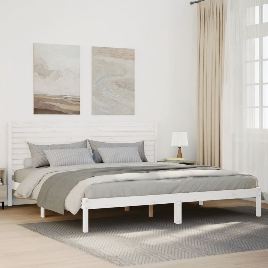 Bedframe Extra Lang Zonder Matras Massief Hout 180 x 220 cm Wit