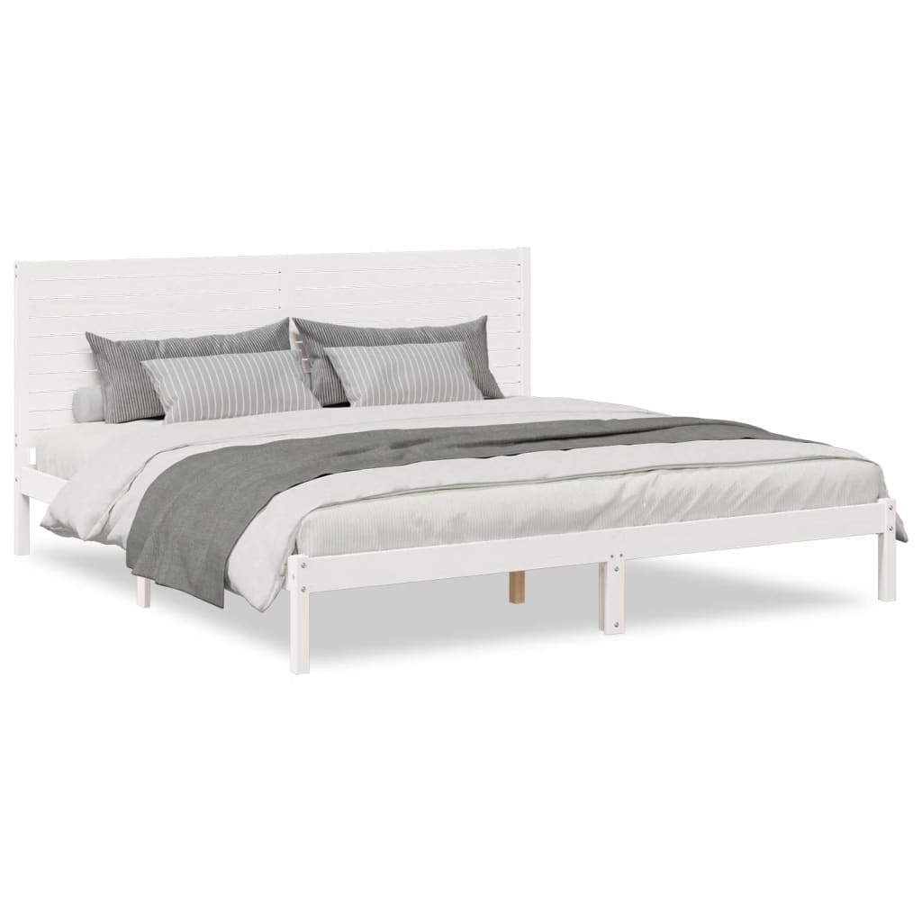 Bedframe Extra Lang Zonder Matras Massief Hout 200 x 220 cm Wit