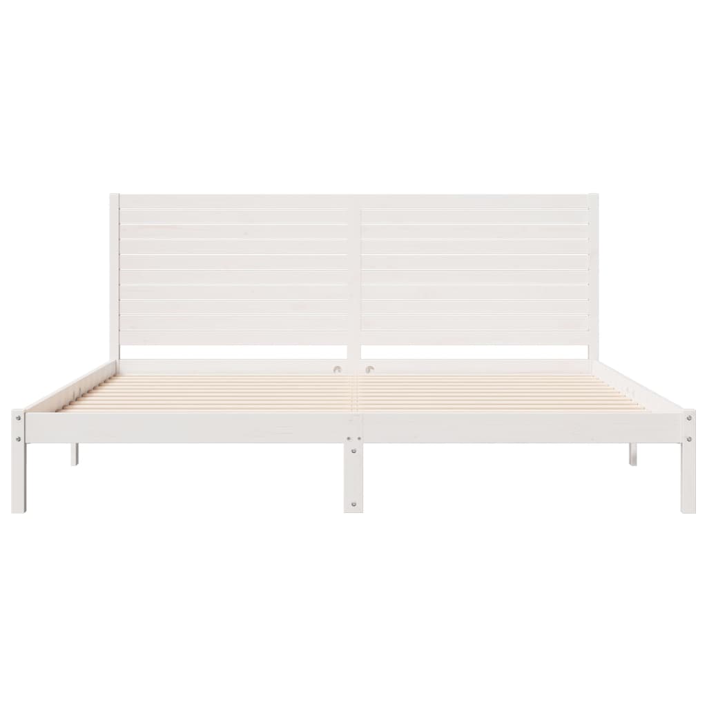 Bedframe Extra Lang Zonder Matras Massief Hout 200 x 220 cm Wit