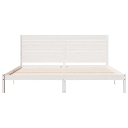 Bedframe Extra Lang Zonder Matras Massief Hout 200 x 220 cm Wit