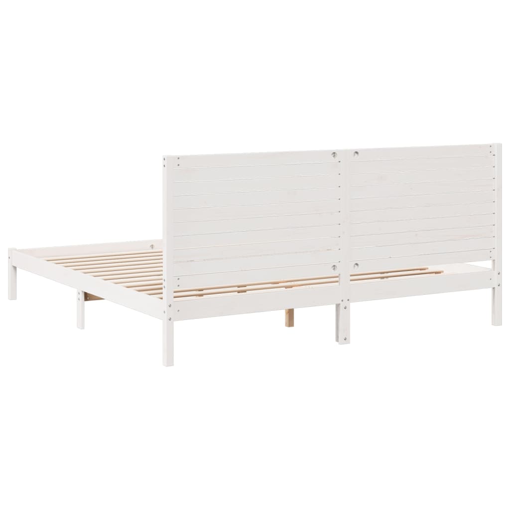 Bedframe Extra Lang Zonder Matras Massief Hout 200 x 220 cm Wit