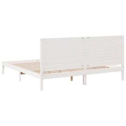 Bedframe Extra Lang Zonder Matras Massief Hout 200 x 220 cm Wit