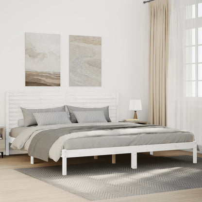 Bedframe Extra Lang Zonder Matras Massief Hout 200 x 220 cm Wit