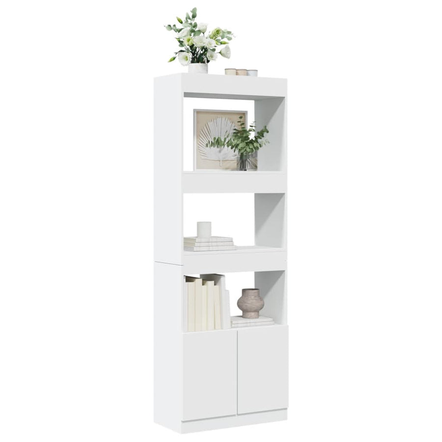 Hoge kast 63x33x180 cm bewerkt hout wit