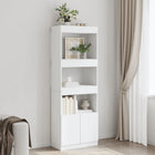 Hoge kast 63x33x180 cm bewerkt hout wit