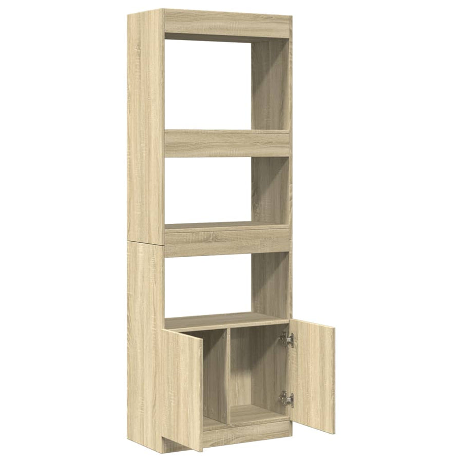 Hoge kast 63x33x180 cm bewerkt hout sonoma eikenkleurig
