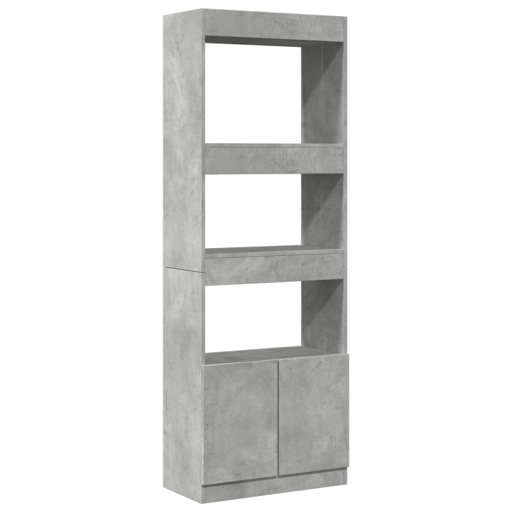 Hoge kast 63x33x180 cm bewerkt hout betongrijs