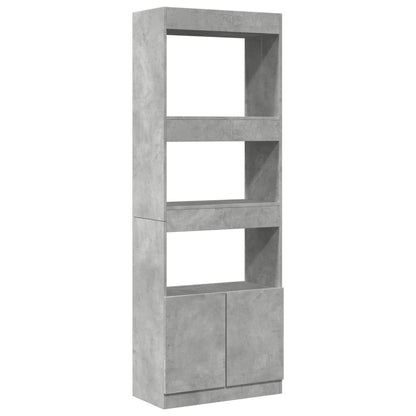 Hoge kast 63x33x180 cm bewerkt hout betongrijs