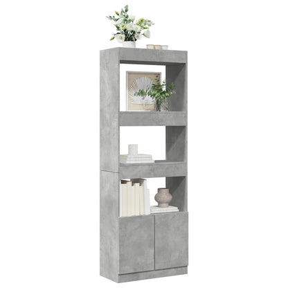 Hoge kast 63x33x180 cm bewerkt hout betongrijs