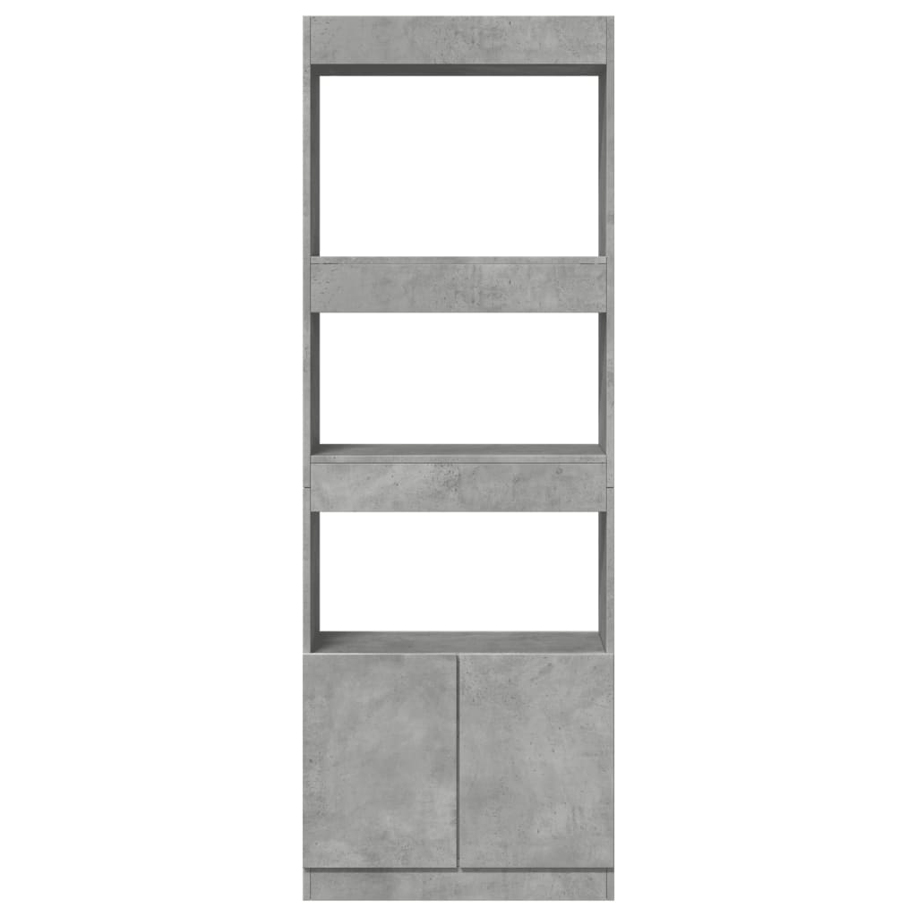 Hoge kast 63x33x180 cm bewerkt hout betongrijs